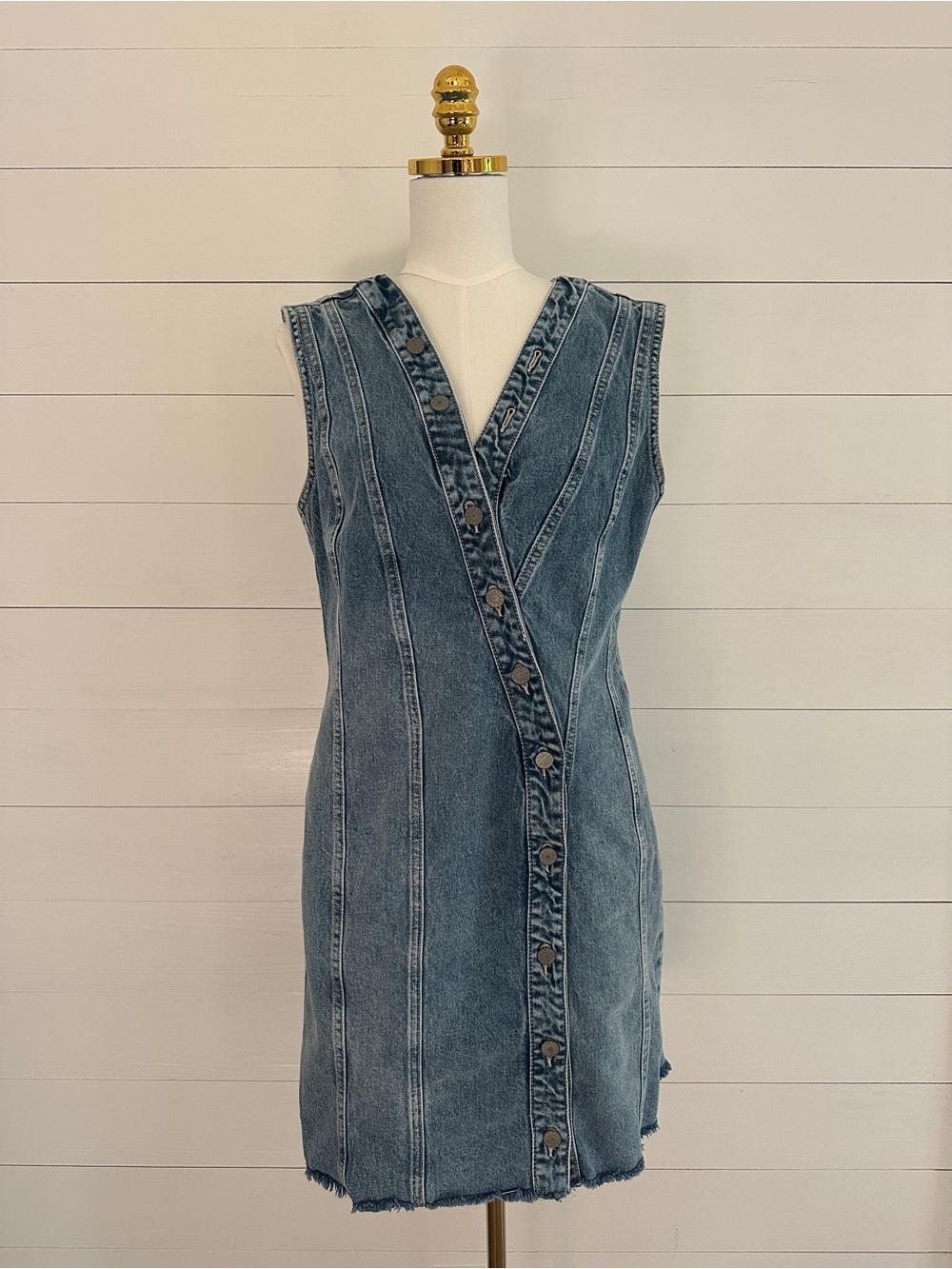 Rails Light Blue Denim Asymmetric Button-front Dress